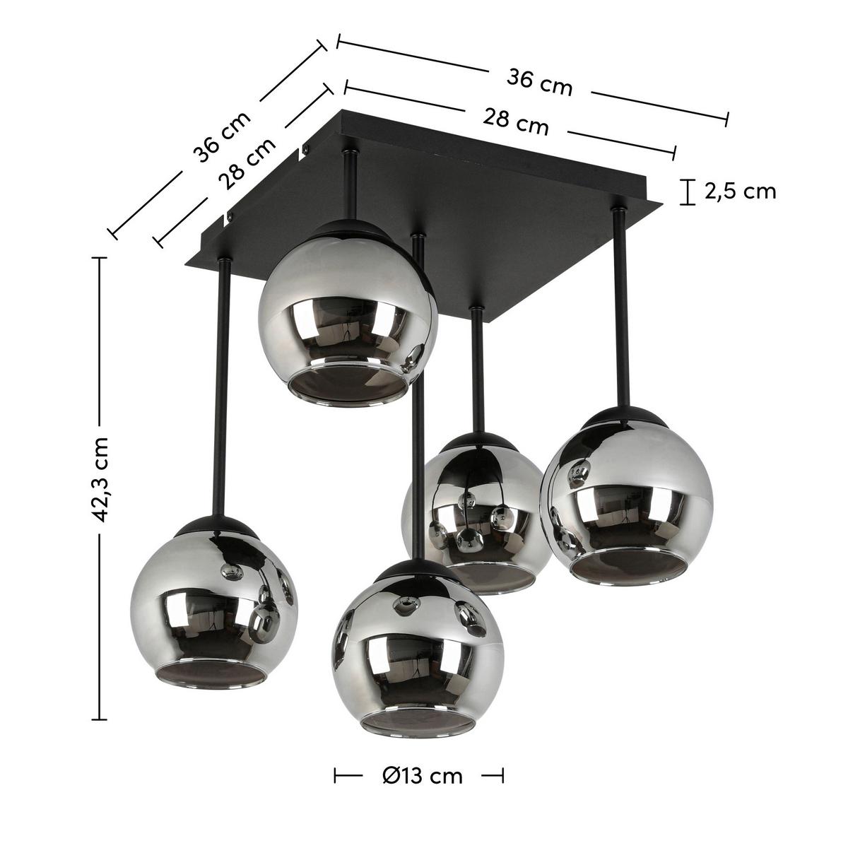 LAMPA SUFITOWA MIA - czarny/kolor chromowy, Trend, tworzywo sztuczne/metal (36/36/42,3cm) - Novel