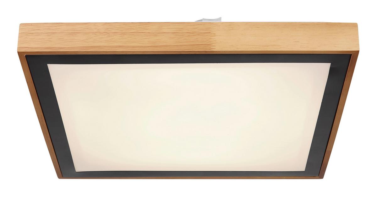 Stropna Led-svetilka Bruno, S Sijalko - črna/bela, Natur, kovina/umetna masa (39/39/9cm) - Globo