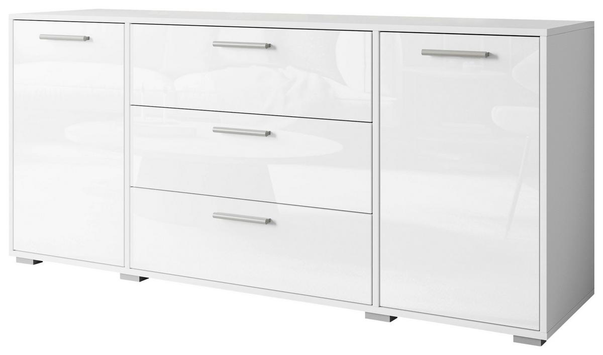 Sideboard Bogota ca. 150x68 cm Weiß hochglanz - Weiß Hochglanz/Weiß, Basics, Holzwerkstoff/Kunststoff (150/68/40cm) - P & B
