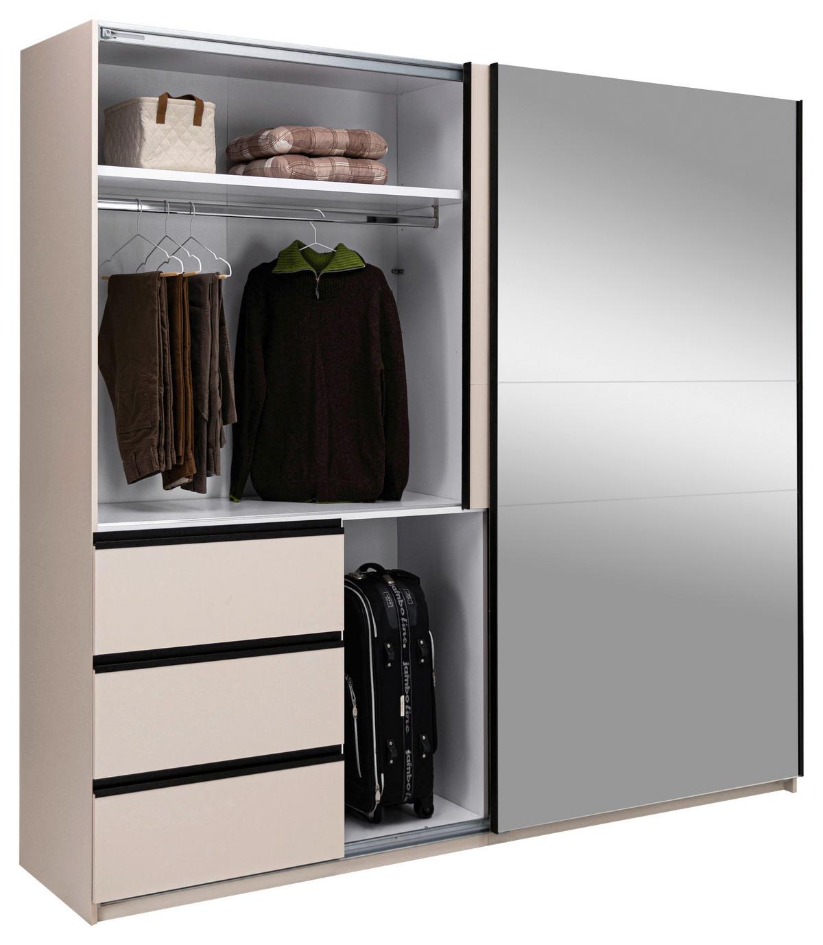 Omara Z Drsnimi Vrati Wilma, Kašmir - kašmir/črna, Moderno, kovina/leseni material (215/210/61,5cm) - P & B