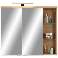 Spiegelschrank Eichefarben - Chromfarben/Eichefarben, Modern, Glas/Holzwerkstoff (80/70/23cm) - Premium Living
