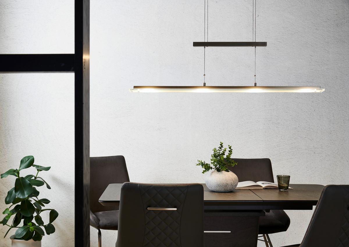 LAMPA WISZĄCA LED 211224 TENSO - kolor niklowy, Design, metal/szkło (88/9/80-150cm) - Fischer & Honsel