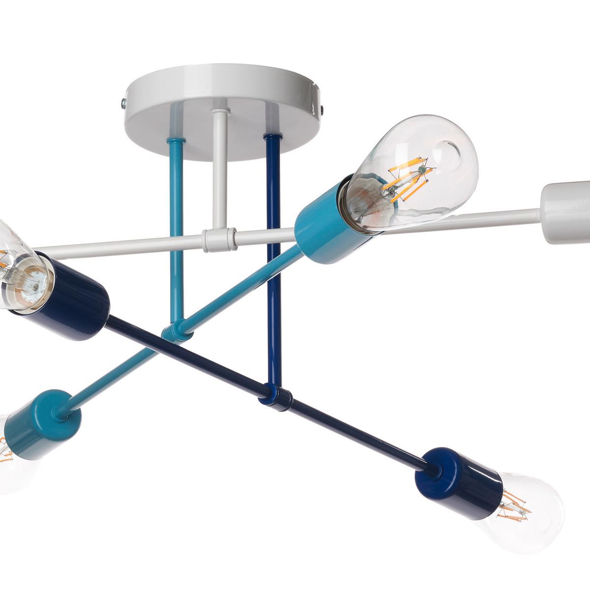 Kinderdeckenleuchte Stick Blu Blau/Weiß max. 22 Watt - Blau/Weiß, Basics, Metall (82/55/25cm)