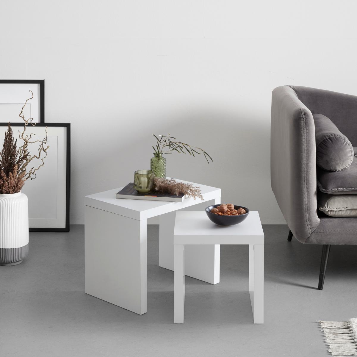 Beistelltisch Twix Weiß - Weiß, MODERN, Holzwerkstoff (44/31/37/31/30cm) - Mömax