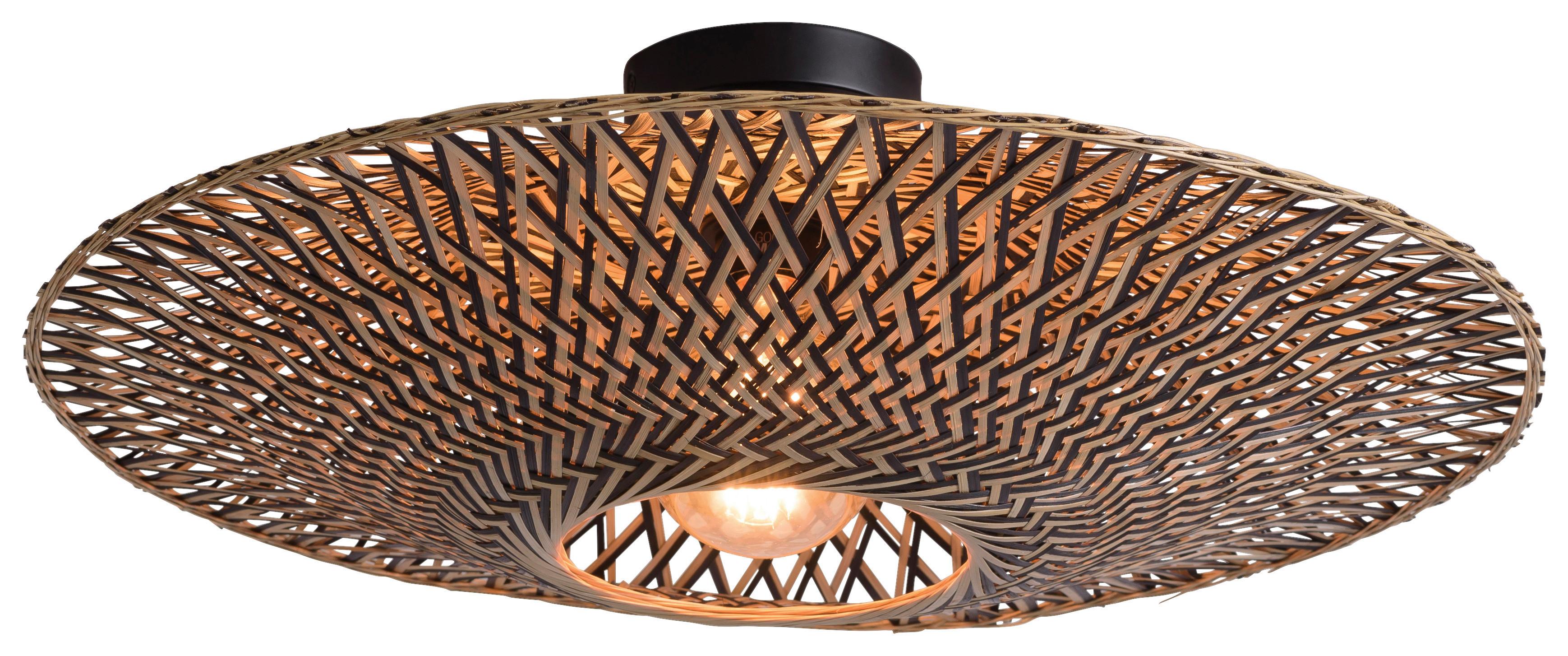 Stropna Svetilka Bali - svetlo rjava/črna, Natur, kovina/naravni materiali (60/15cm) - Good & Mojo