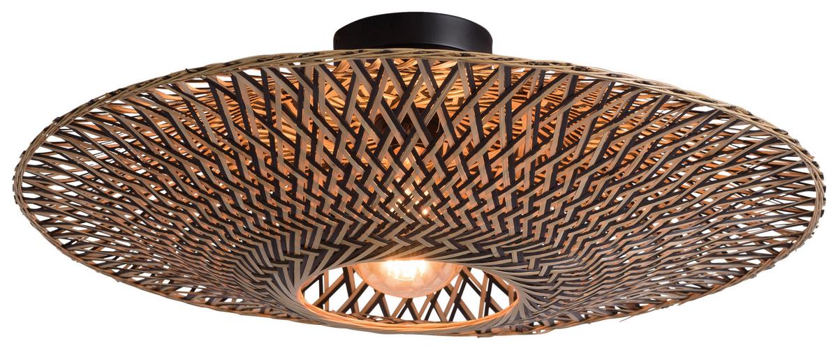 Stropna Svetilka Bali - svetlo rjava/črna, Natur, kovina/naravni materiali (60/15cm) - Good & Mojo