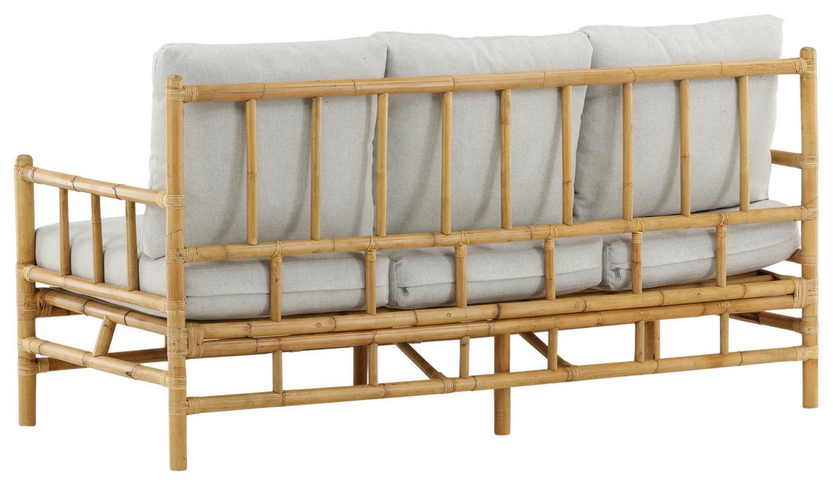 Loungesofa Cane Bambus Rattan ca. 180x77 cm - Hellbraun/Creme, KONVENTIONELL, Holz/Textil (180/88/77cm) - Gardenson
