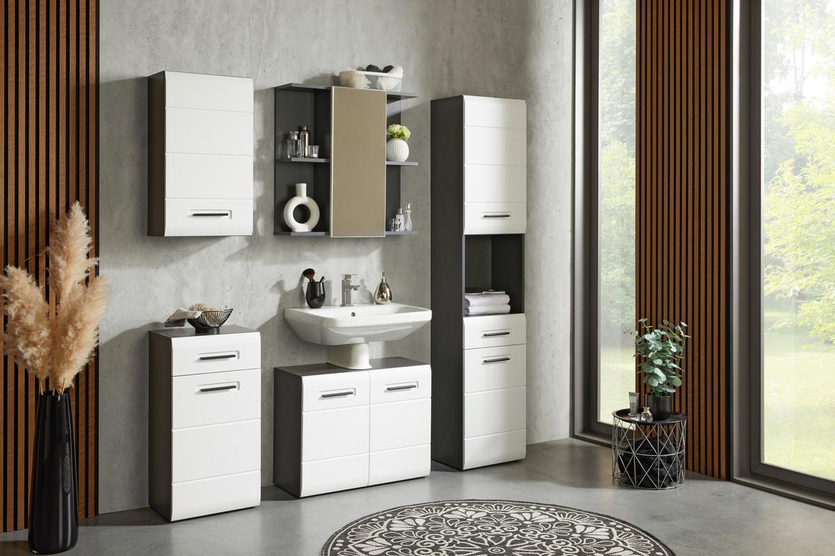 Omarica Za Pod Umivalnik Pearl New - bela/antracit, Konvencionalno, umetna masa/leseni material (70/55,5/29,6cm)