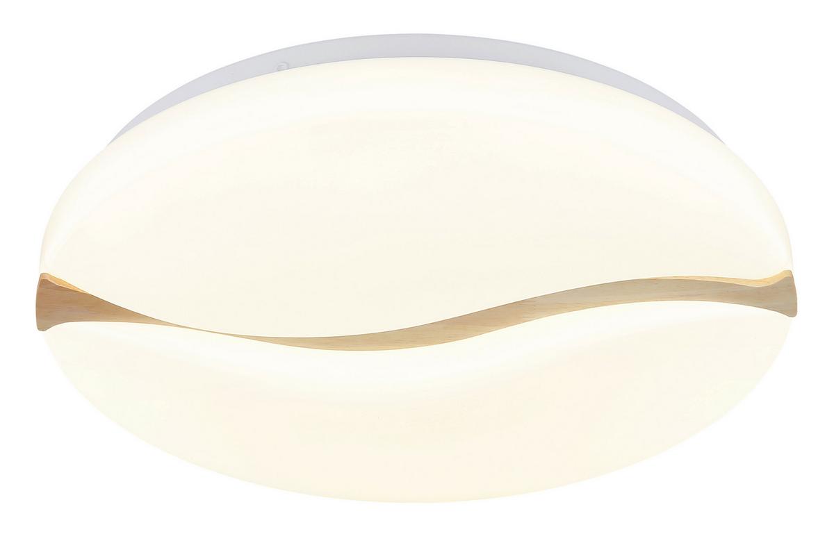 LED-DECKENLEUCHTE 41790-20 LETICIA - Weiss/Braun, Basics, Holz/Kunststoff (39/8cm) - Globo