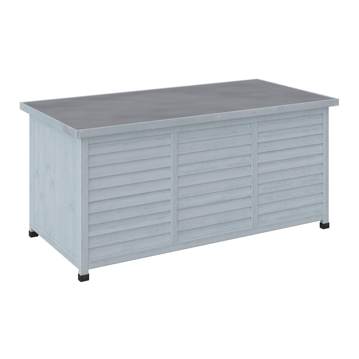 Kissenbox Biona Grau aus Echtholz - Grau, MODERN, Holz/Metall (132/60/66cm) - Bessagi Garden