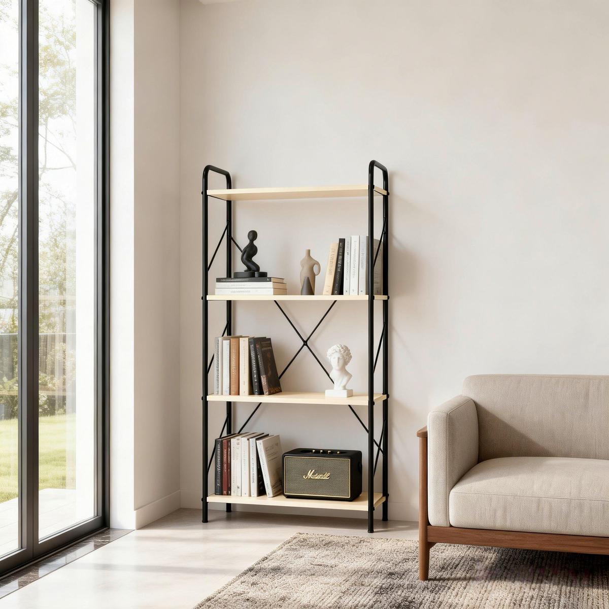 Polica Tom - kašmir/crna, Moderno, drvni materijal/metal (63.2/125/30cm) - Modern Living