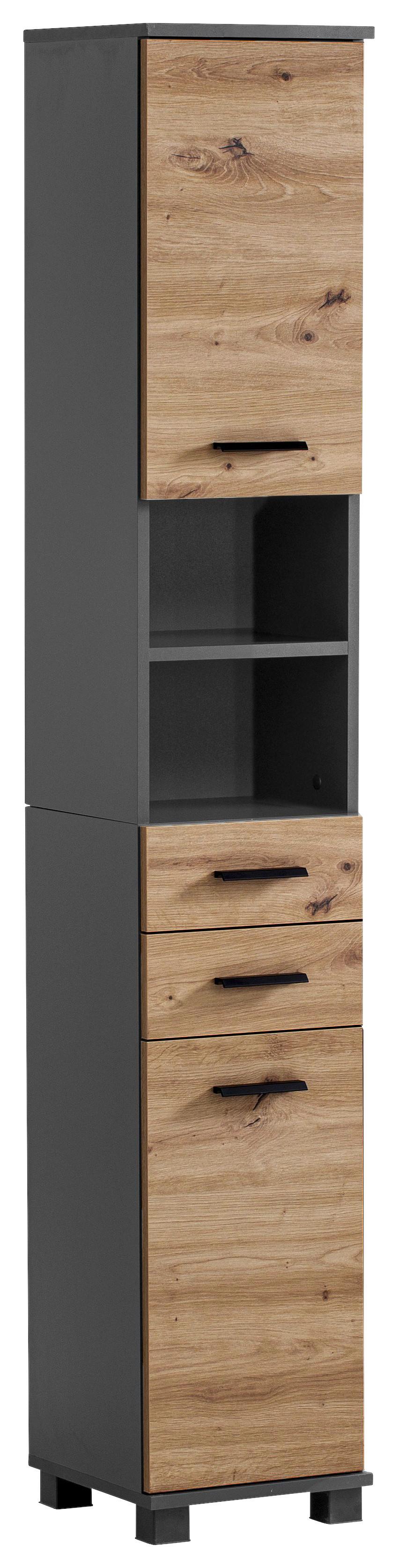 Visoka Omara Palermo, Antracit, Barva Hrasta - črna/antracit, Konvencionalno, kovina/umetna masa (30,3/181/32,6cm) - Stylife