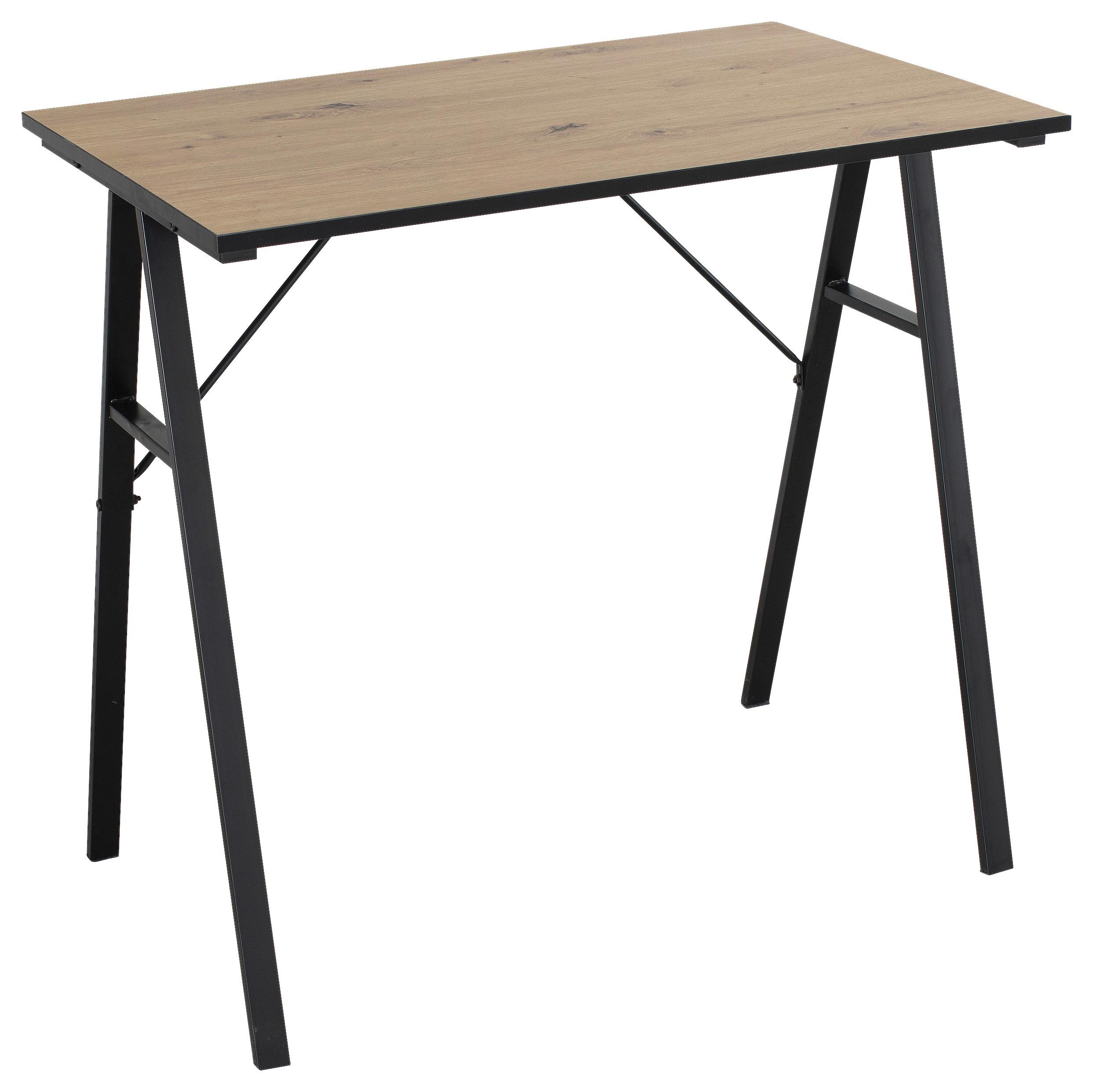 Pisalna Miza Nizza, Barva Hrasta, 80x50 - črna/hrast artisan, Moderno, kovina/leseni material (80/74/50cm)