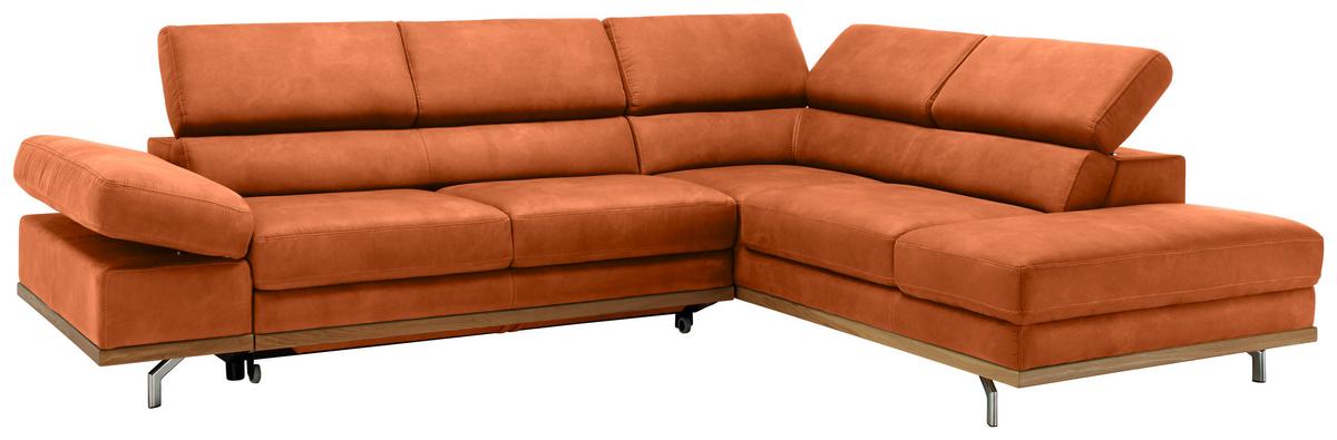 Ecksofa Carmen Orange - Chromfarben/Schwarz, KONVENTIONELL, Holz/Textil (292/72/226cm) - Premium Living