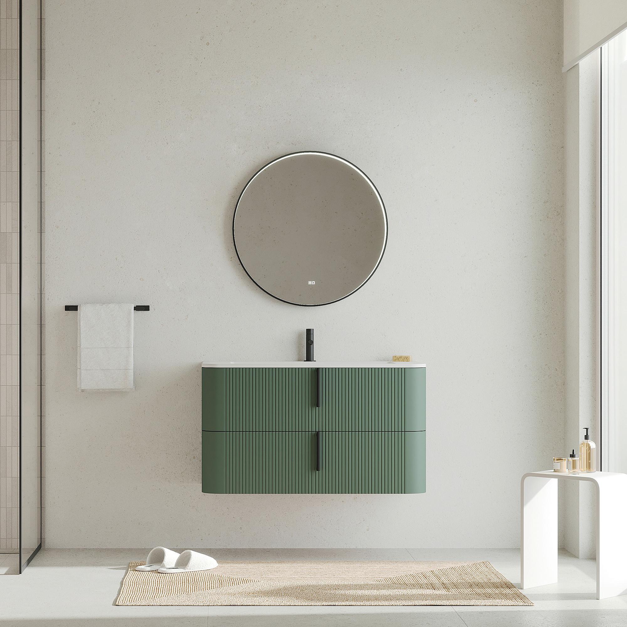 Bază pentru lavoar Lyra - verde pădure/antracit, Modern, material pe bază de lemn (101/51/46cm)