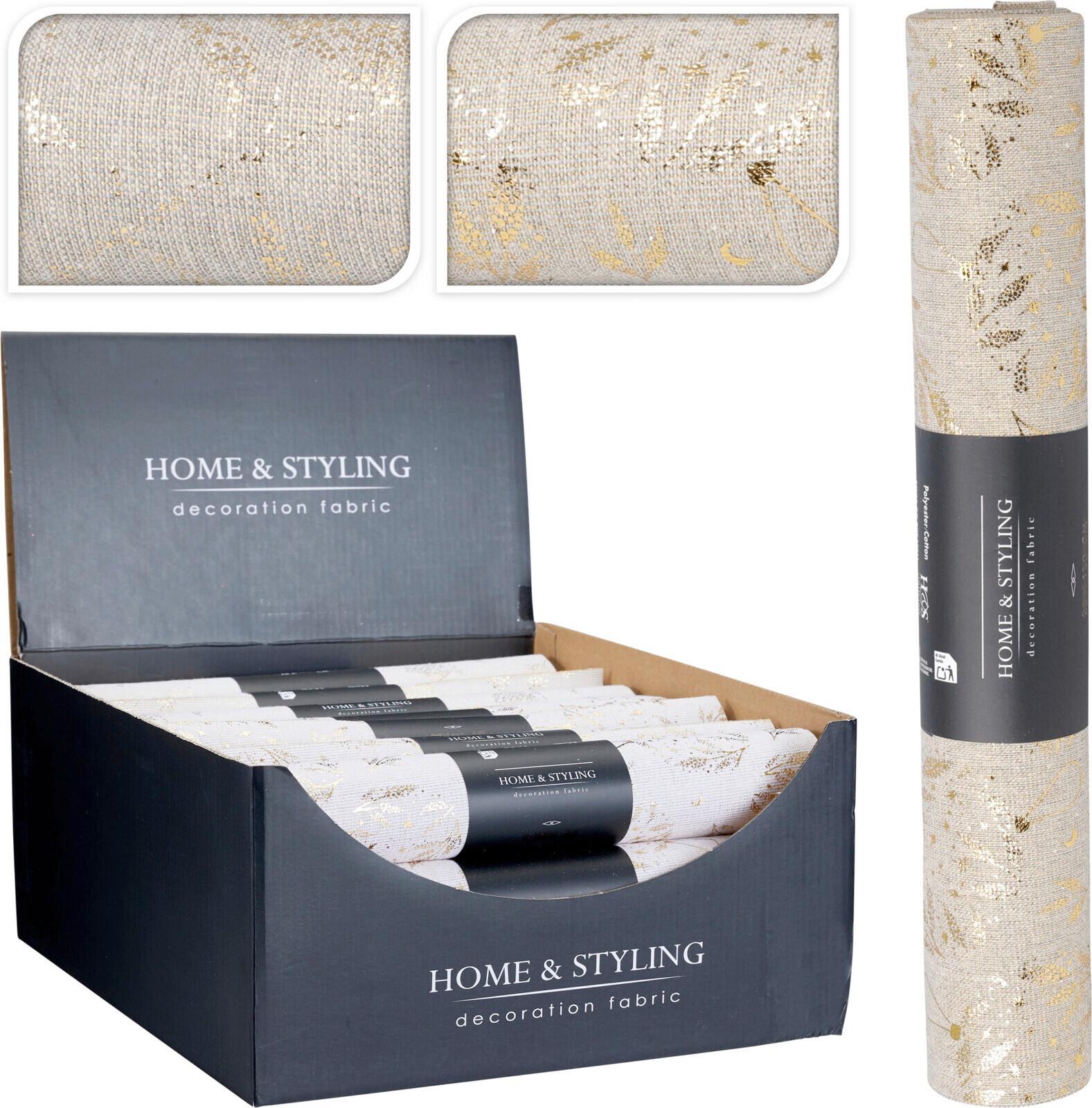 Dekoranyag Cream & Gold - krémszínű, textil (200cm)