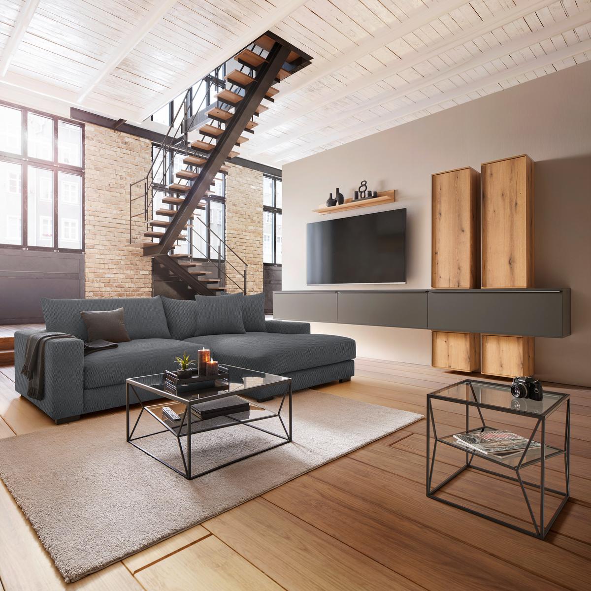 Ecksofa Pedro Grau - Grau, MODERN, Textil (265/83/180cm) - Mömax