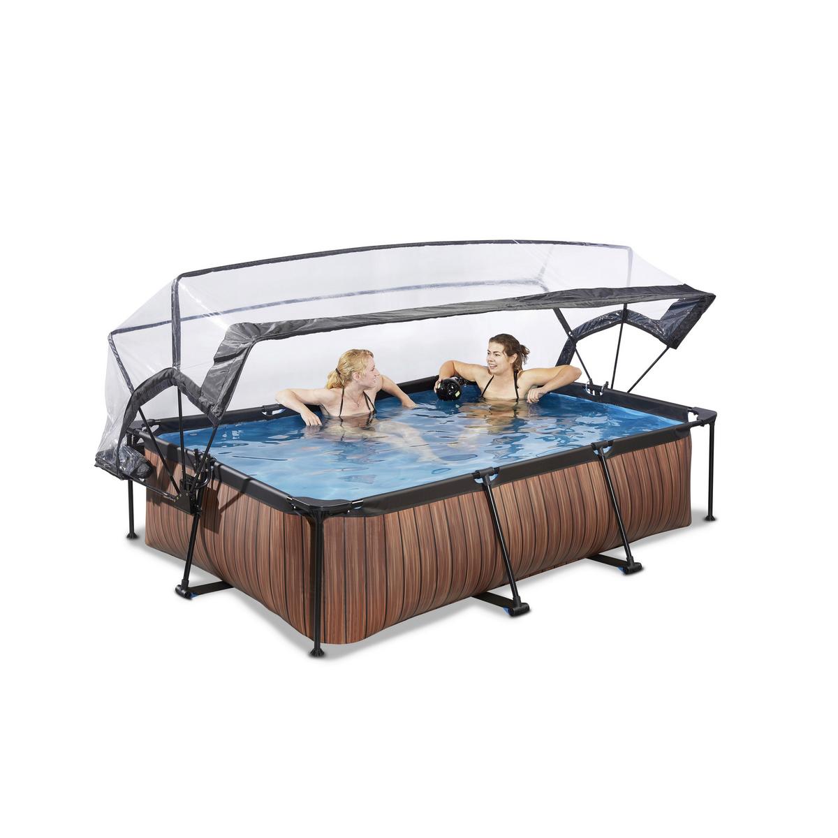 Bazen Exit Wood Pool, 220x150cm - rjava, Konvencionalno, kovina (220/150/65cm) - EXIT Toys
