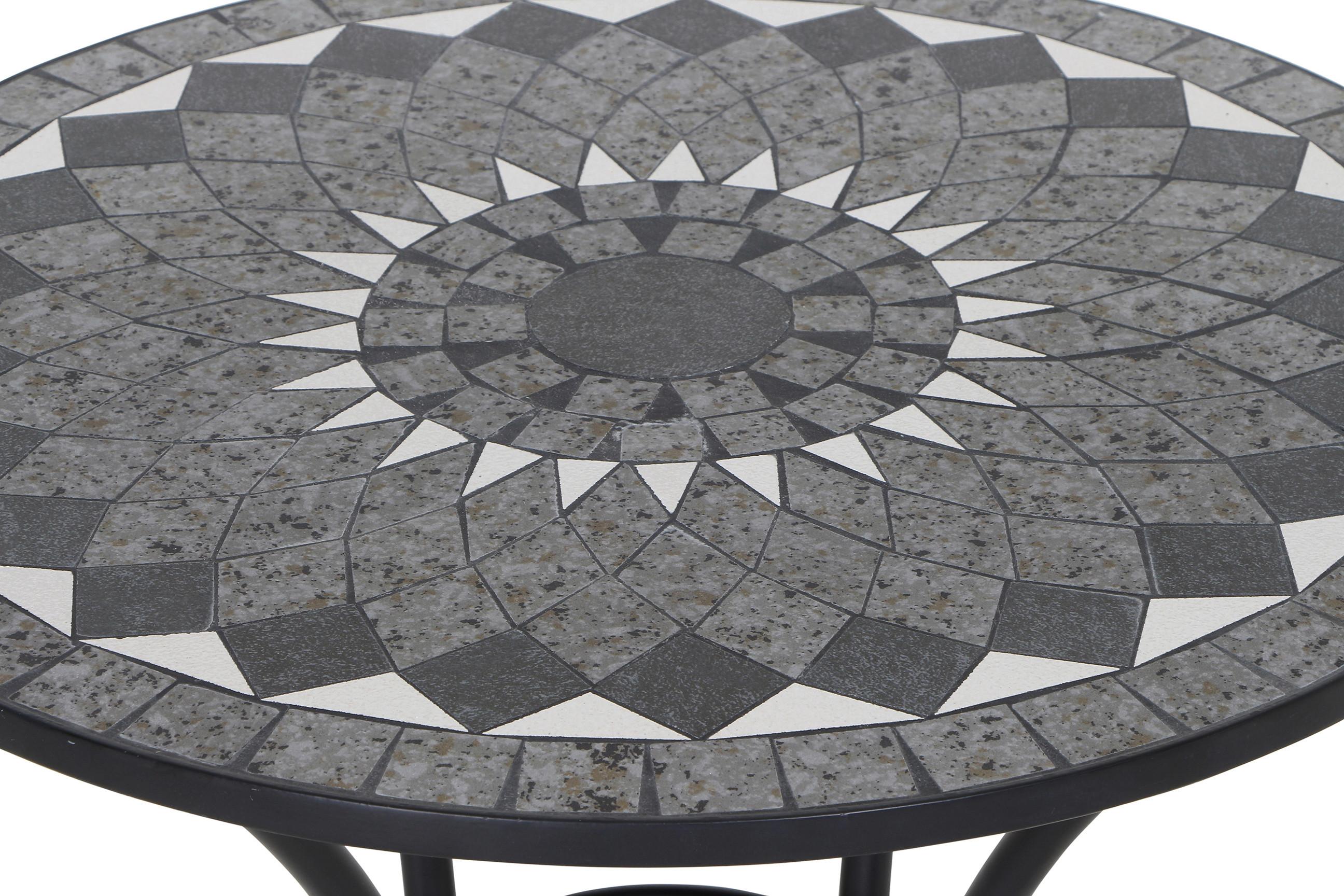 Gartentisch Mosaik ca. 60x71 cm Schwarz - Schwarz, KONVENTIONELL, Keramik/Metall (60/60/71cm) - Siena Garden