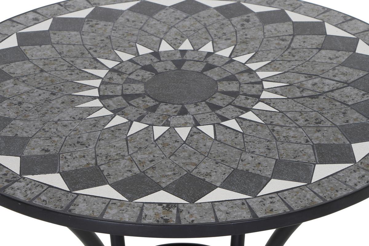 Gartentisch Mosaik ca. 60x71 cm Schwarz - Schwarz, KONVENTIONELL, Keramik/Metall (60/60/71cm) - Siena Garden