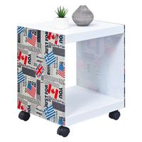 Couchtisch in Flagcube ca. 38x34x46 cm - Blau/Rot, Basics, Glas/Holzwerkstoff (38/33,50/46cm) - MID.YOU