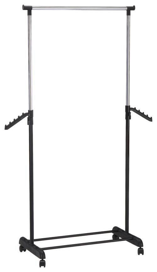 Kleiderwagen Mike 80x99x40 cm höhenverstellbar - Chromfarben/Schwarz, Konventionell, Kunststoff/Metall (80/99-179/40cm) - Based