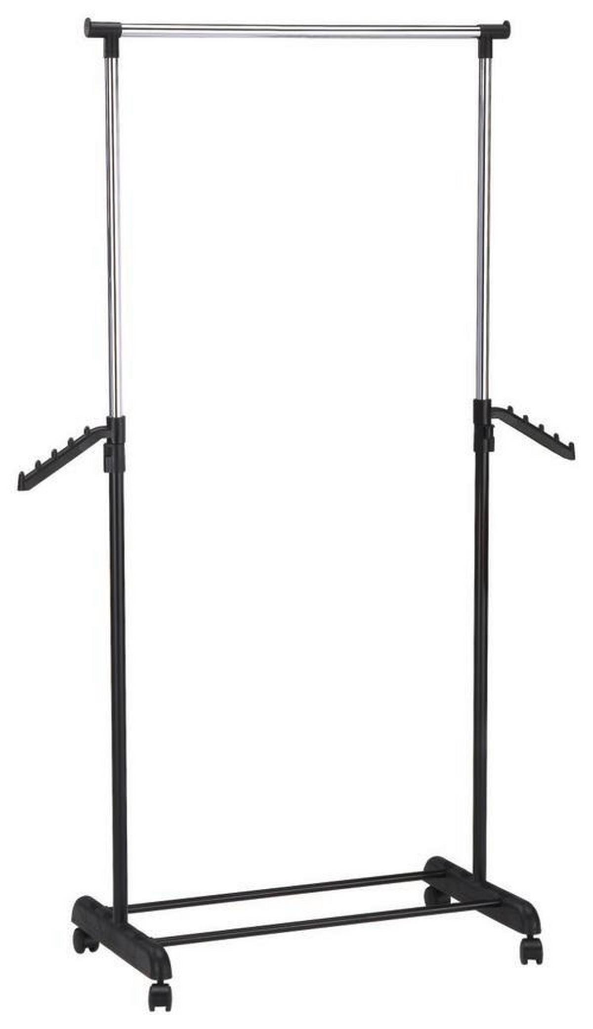 Kleiderwagen Mike 80x99x40 cm höhenverstellbar - Chromfarben/Schwarz, KONVENTIONELL, Kunststoff/Metall (80/99-179/40cm) - Based