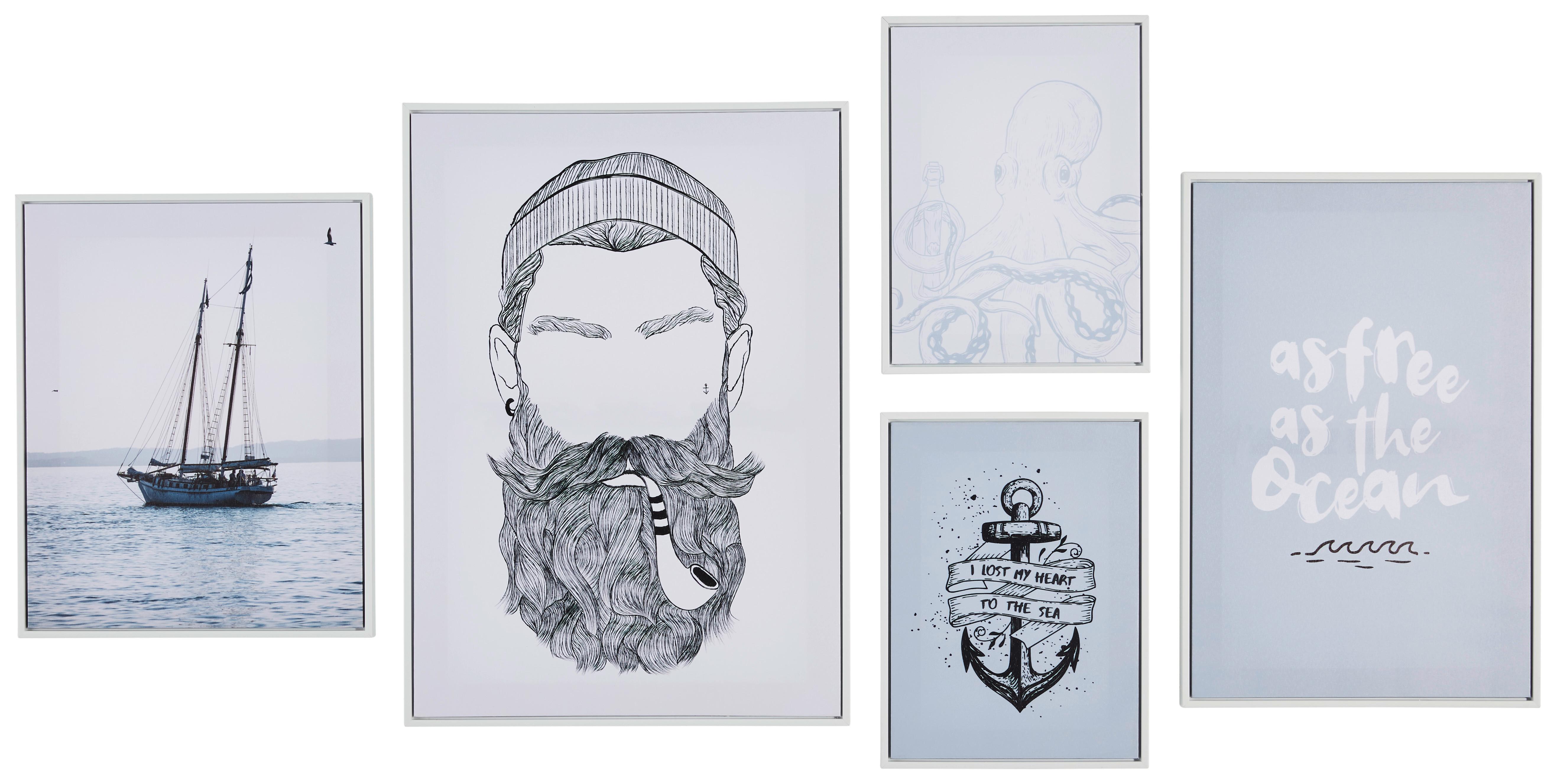 Bilderset Multiple 5-teilig - Multicolor, MODERN, Holzwerkstoff/Kunststoff - Modern Living