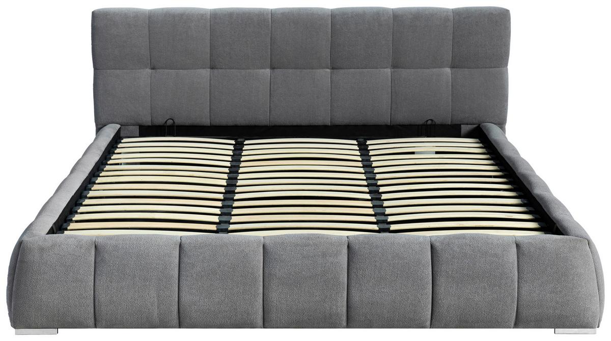 Oblazinjena Postelja Natalia, Siva, 180x200cm - črna/siva, Design, kovina/umetna masa (208/90/228cm) - Livetastic