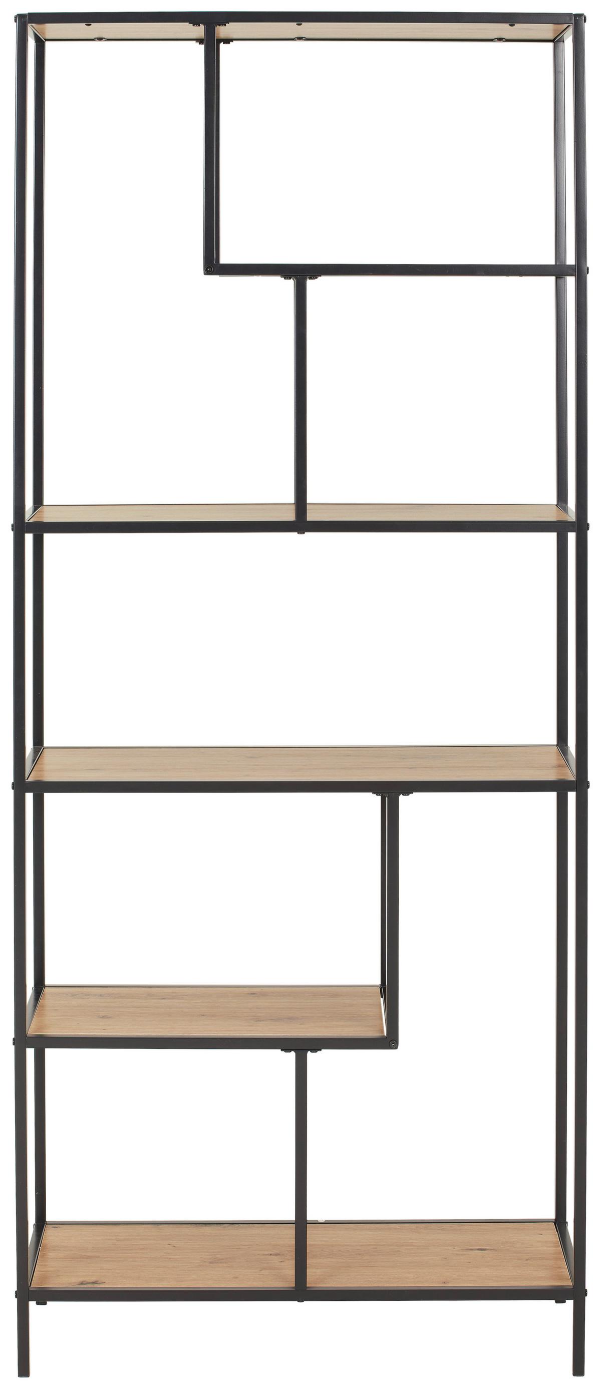 REGAŁ ROCKY - kolor dębowy/czarny, Trend, materiał drewnopochodny/metal (77/185/33cm) - Xora