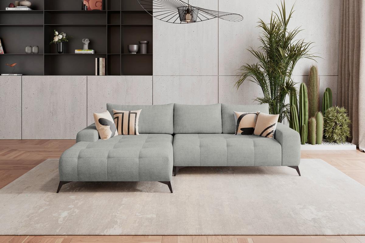 Kutna Garnitura Mauro - svijetlo siva/crna, Trend, tekstil/metal (175/290cm) - Luca Bessoni