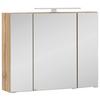 Spiegelschrank Kopenhagen mit LED 3-türig ca. 80x64 cm Eiche - Chromfarben/Eichefarben, KONVENTIONELL, Glas/Holzwerkstoff (80/64/20cm) - Held
