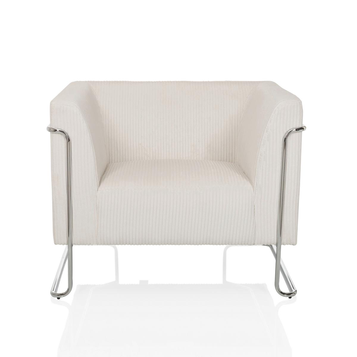 Naslanjač Curacao Cord, Bela - srebrne barve/bela, Moderno, kovina/tekstil (88/74/74cm) - MID.YOU