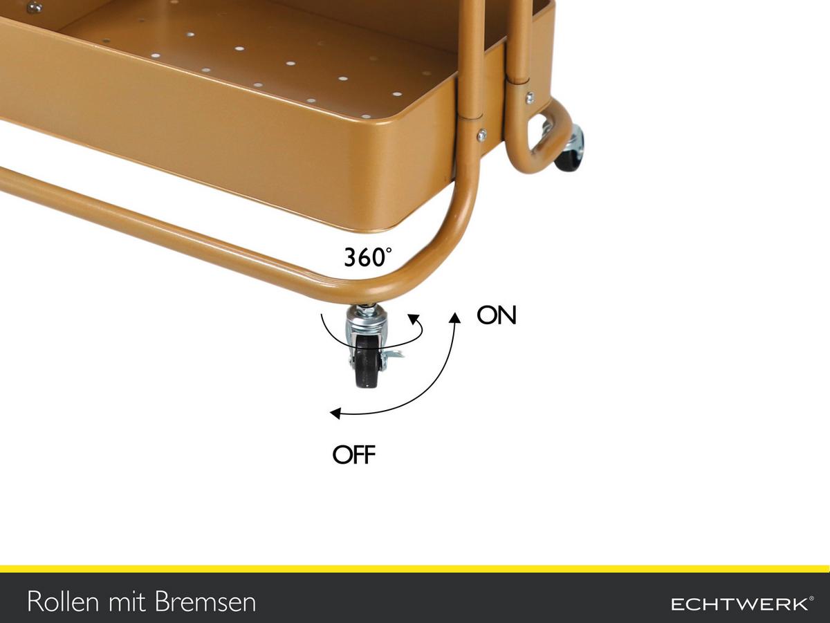 Servierwagen Danao in Goldfarben - Goldfarben, Basics, Metall (43/32/86cm) - Echtwerk