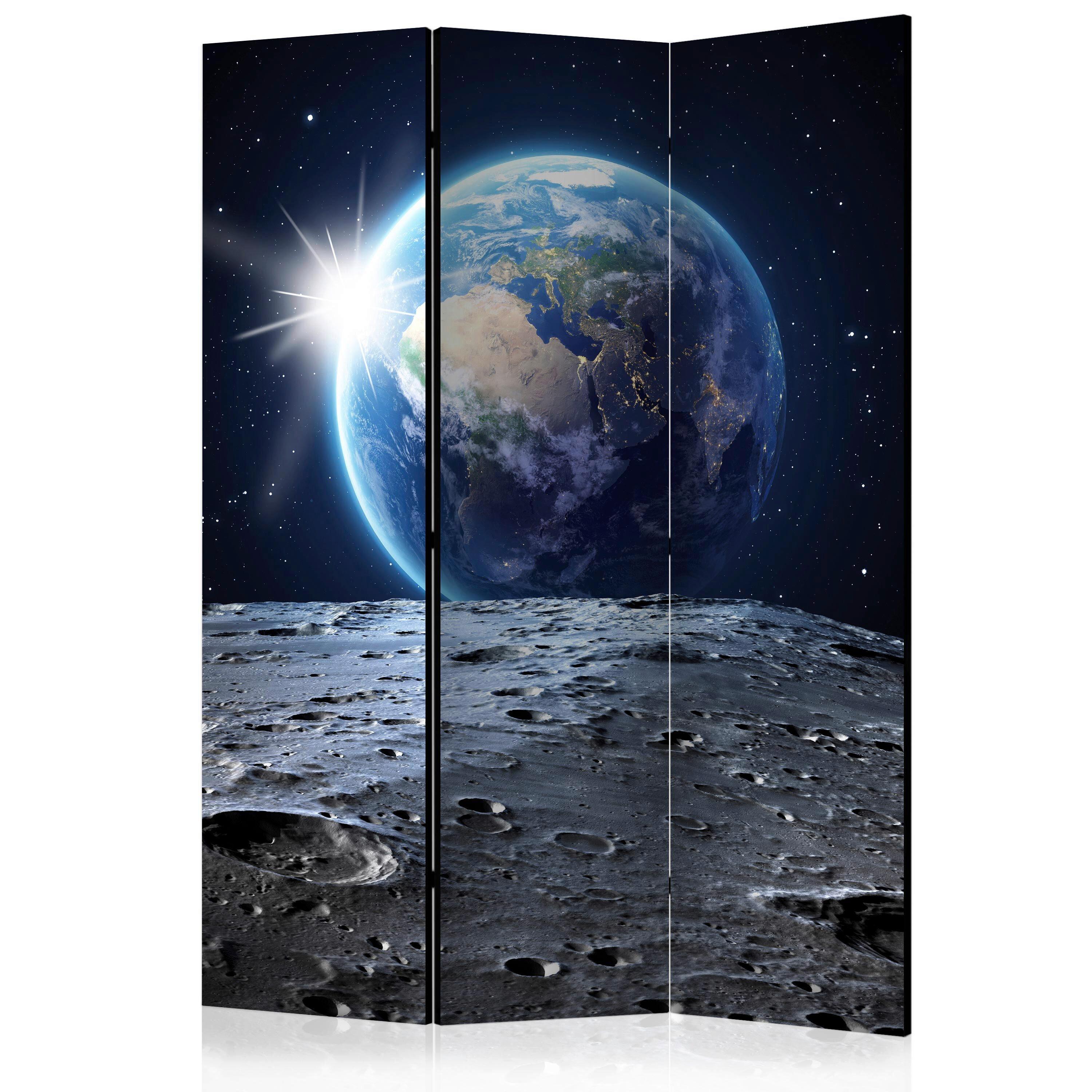 Paravan View Of The Earth, 3-Delni, Dvostranski - modra/črna, Basics, tekstil/les (135cm) - artgeist