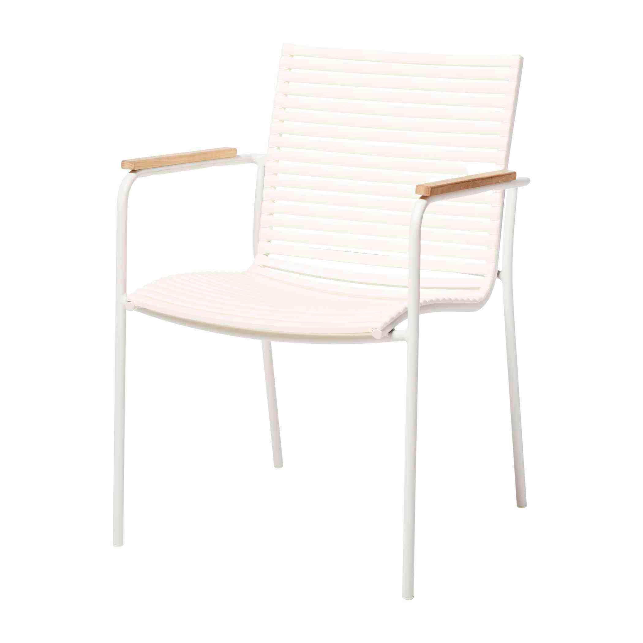 Gartensuhl Mood Weiß/Teak stapelbar - Weiß/Teakfarben, Natur, Holz/Kunststoff (60/84/56cm) - Gardenson