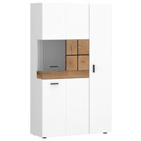 Vitrina Oreta, Bela, Barva Hrasta - barve hrasta/bela, Moderno, umetna masa/steklo (82/146/36,6cm)