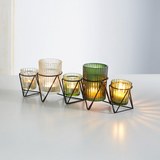 Teelichthalter Janin inkl. Gläser ca. 36/11,8cm - Klar/Multicolor, MODERN, Glas/Metall (36/8/11,8cm) - Mömax modern living