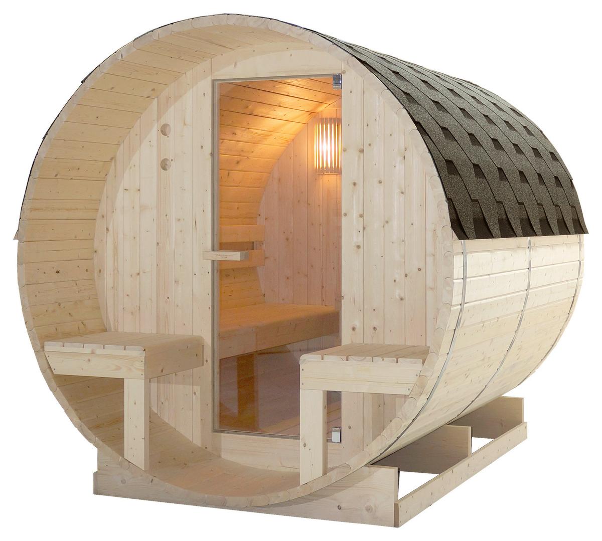 Szaunahordó Bergen - lucfenyőszínű, Konventionell, üveg/fa (194,8/220/191,5cm) - Sanotechnik