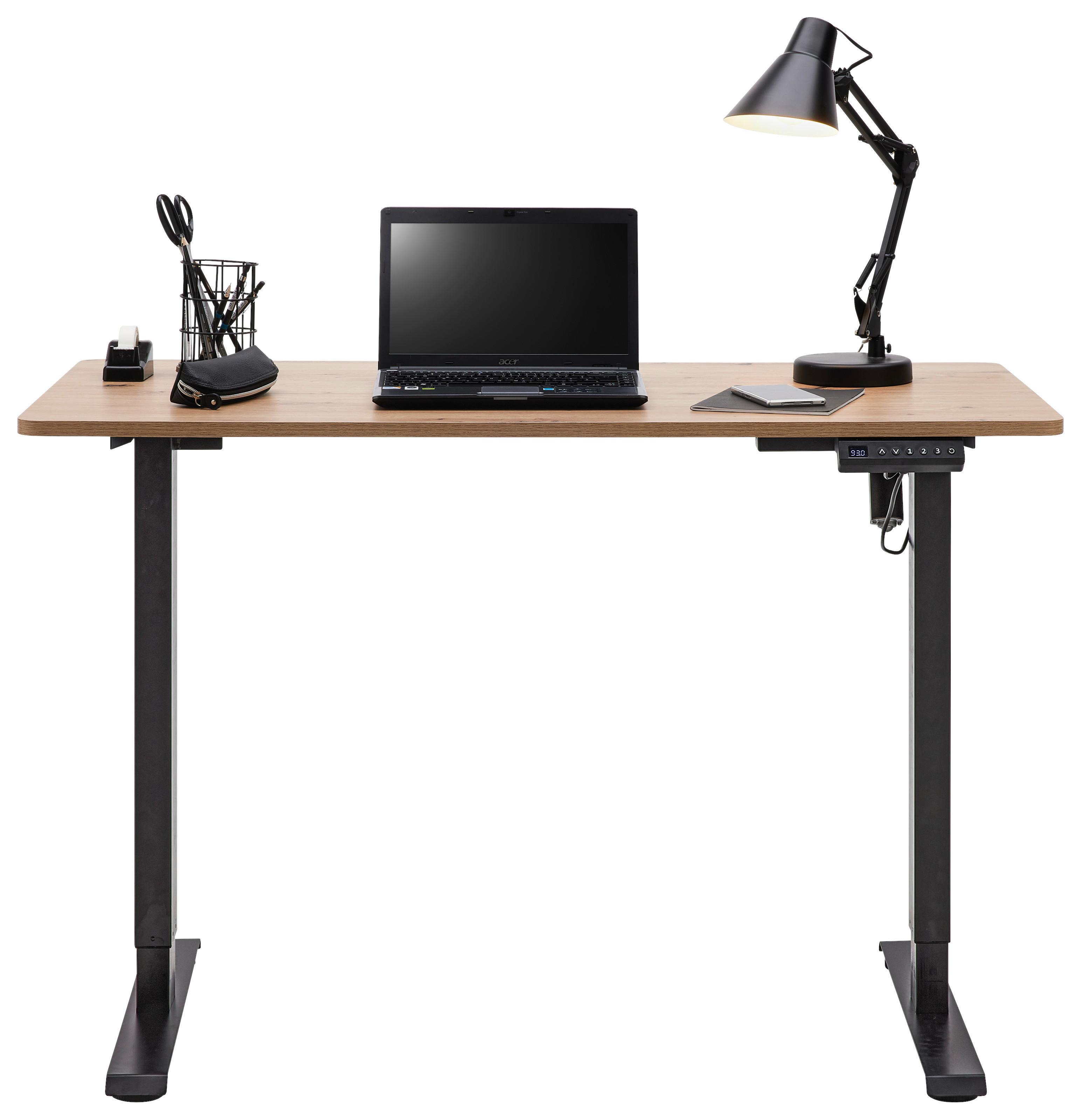 SKRIVBORD EMIL II - svart/ek Artisan, Modern, metall/trämaterial (120/72-118/60cm) - Mömax