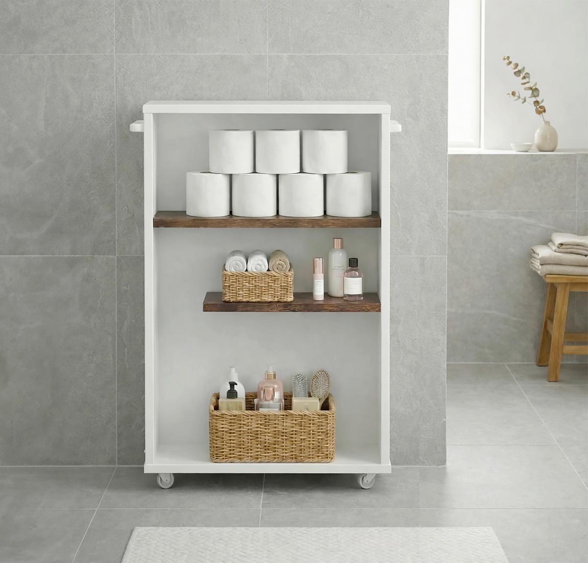 Midischrank Nilari - Weiss/Eichefarben, Trend, Holzwerkstoff/Kunststoff (20/61/45cm) - MID.YOU