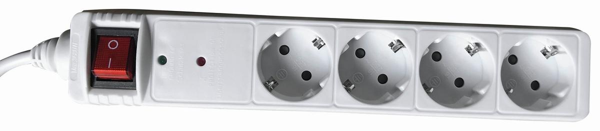 Steckdosenleiste Schuki in Weiß mit 4 Steckdosen - Weiß, KONVENTIONELL, Kunststoff (140cm) - Mömax
