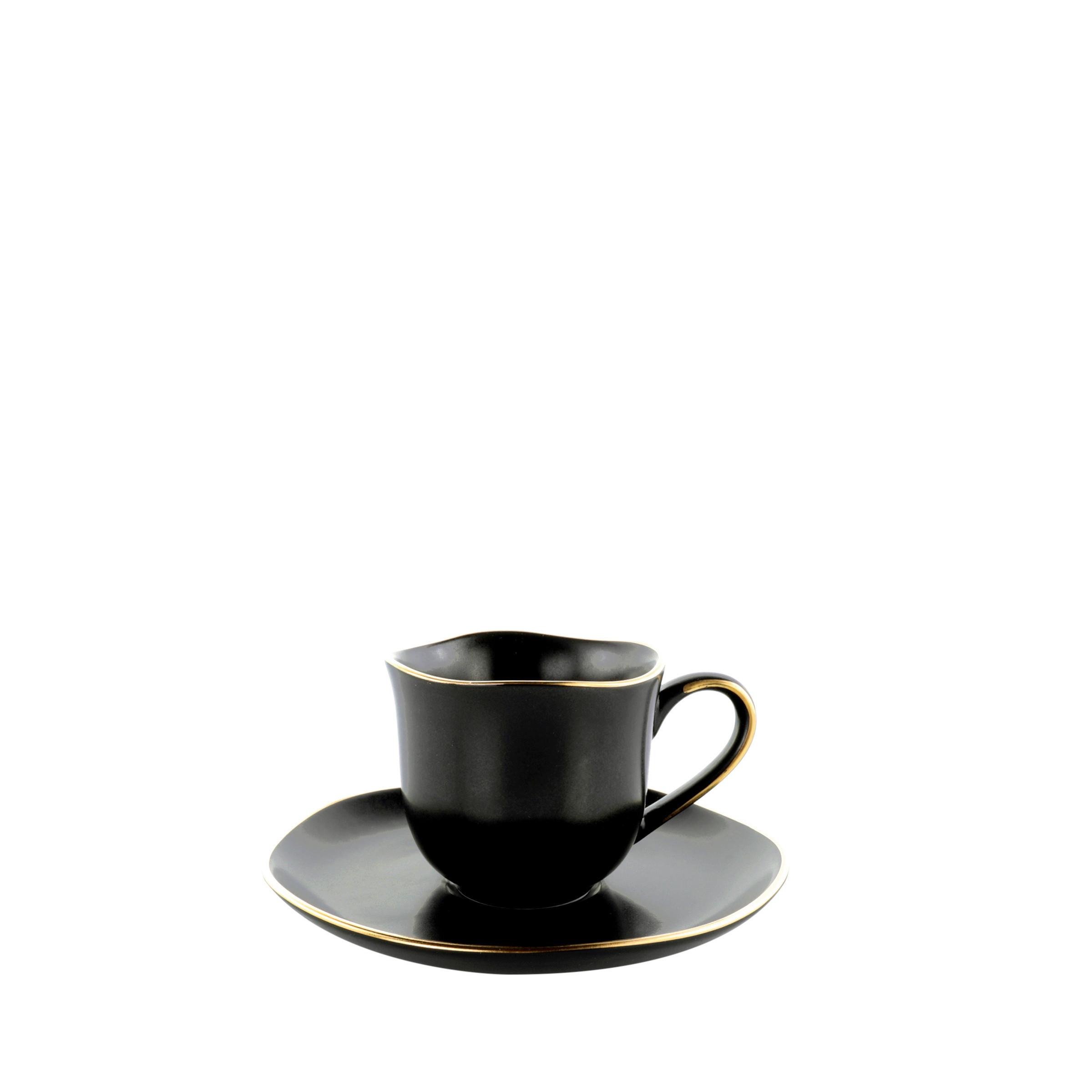 Espressotasse mit Untertasse Onix aus Porzellan ca. 110ml - Schwarz, MODERN, Keramik - Mömax
