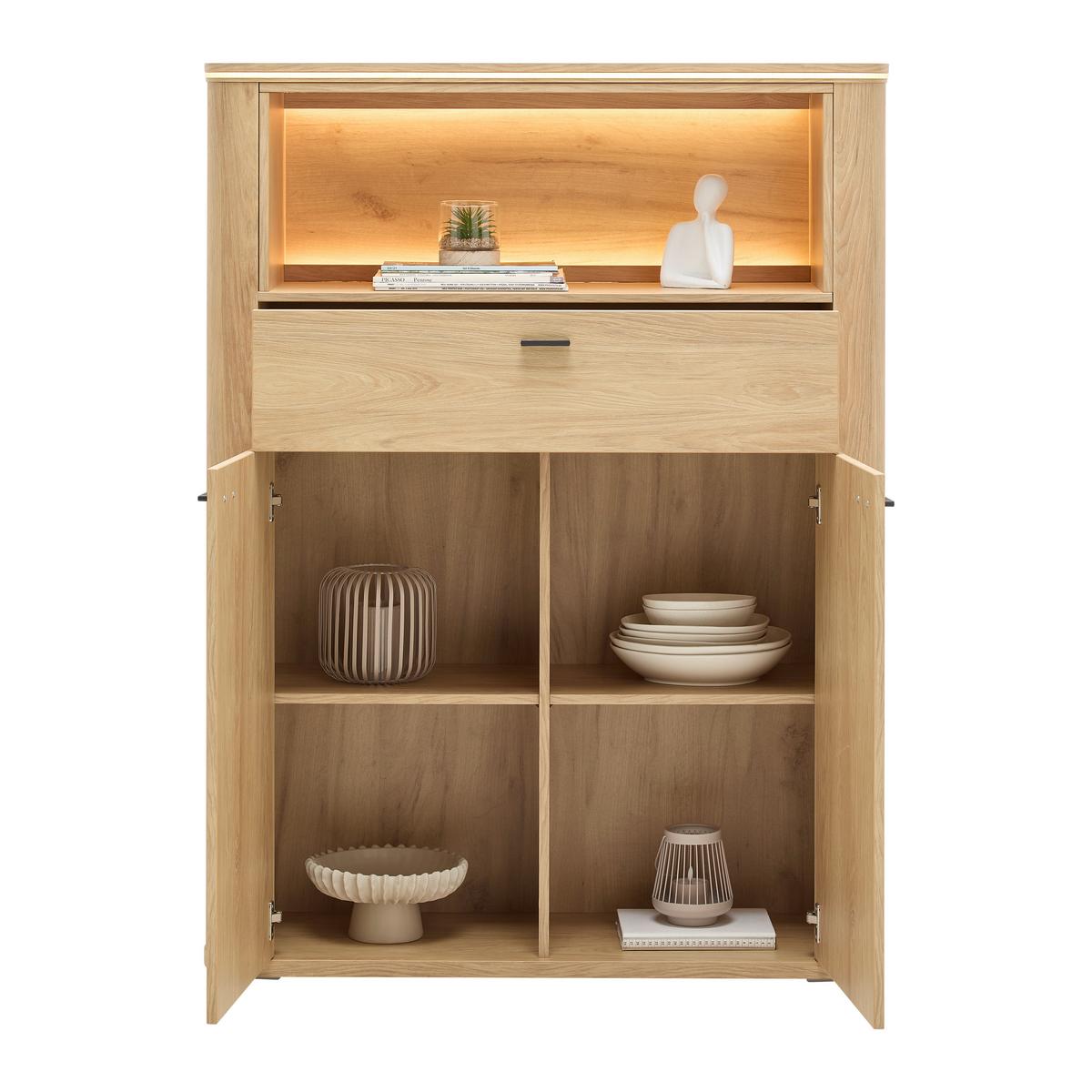 Highboard Lagos Eichefarben - Eichefarben/Anthrazit, Modern, Holzwerkstoff/Kunststoff (109,2/148,3/37,5cm) - Premium Living