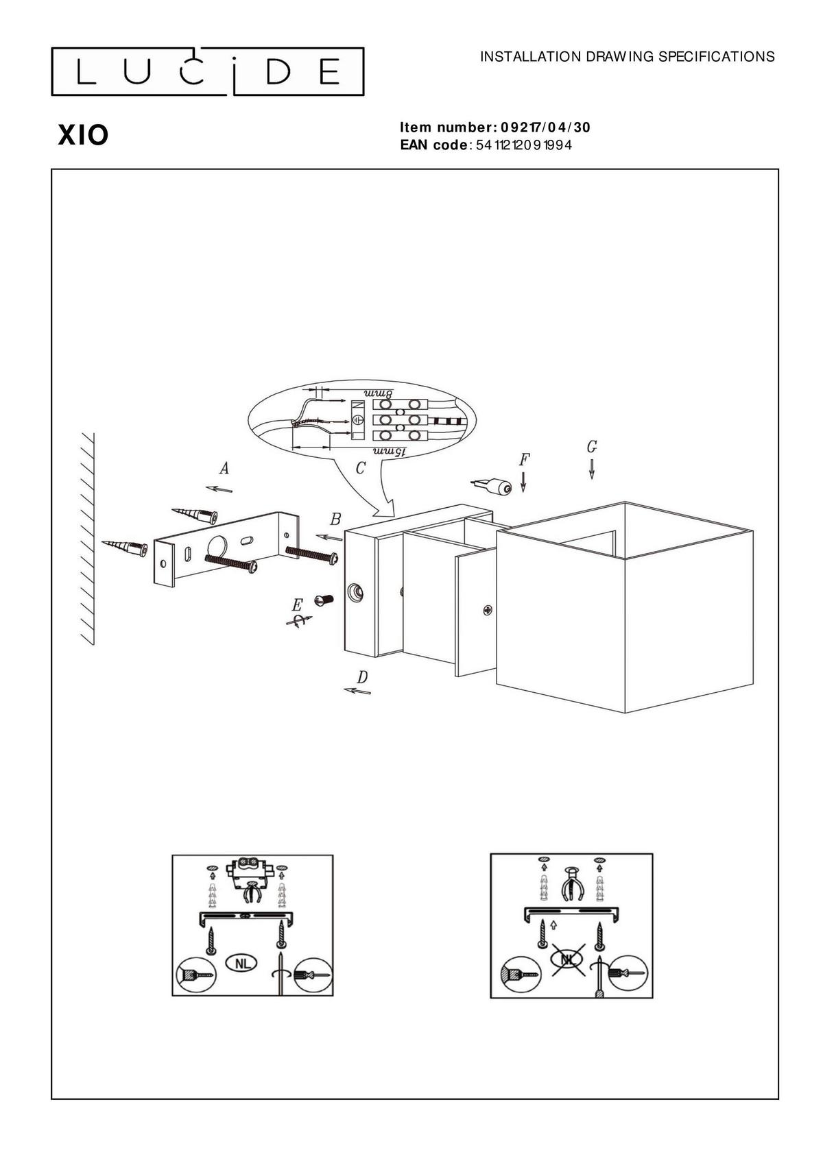 KINKIET LED 09217/04/30 XIO - kolor mosiężny/czarny, Design, metal (9.7/9.7/9.7cm) - Lucide