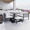 DiningLoungeset Pergolina Weiß Metall/Outdoorstoff +Abdeckung - Schwarz/Weiß, MODERN, Kunststoff/Textil (194/245cm) - Bessagi Garden