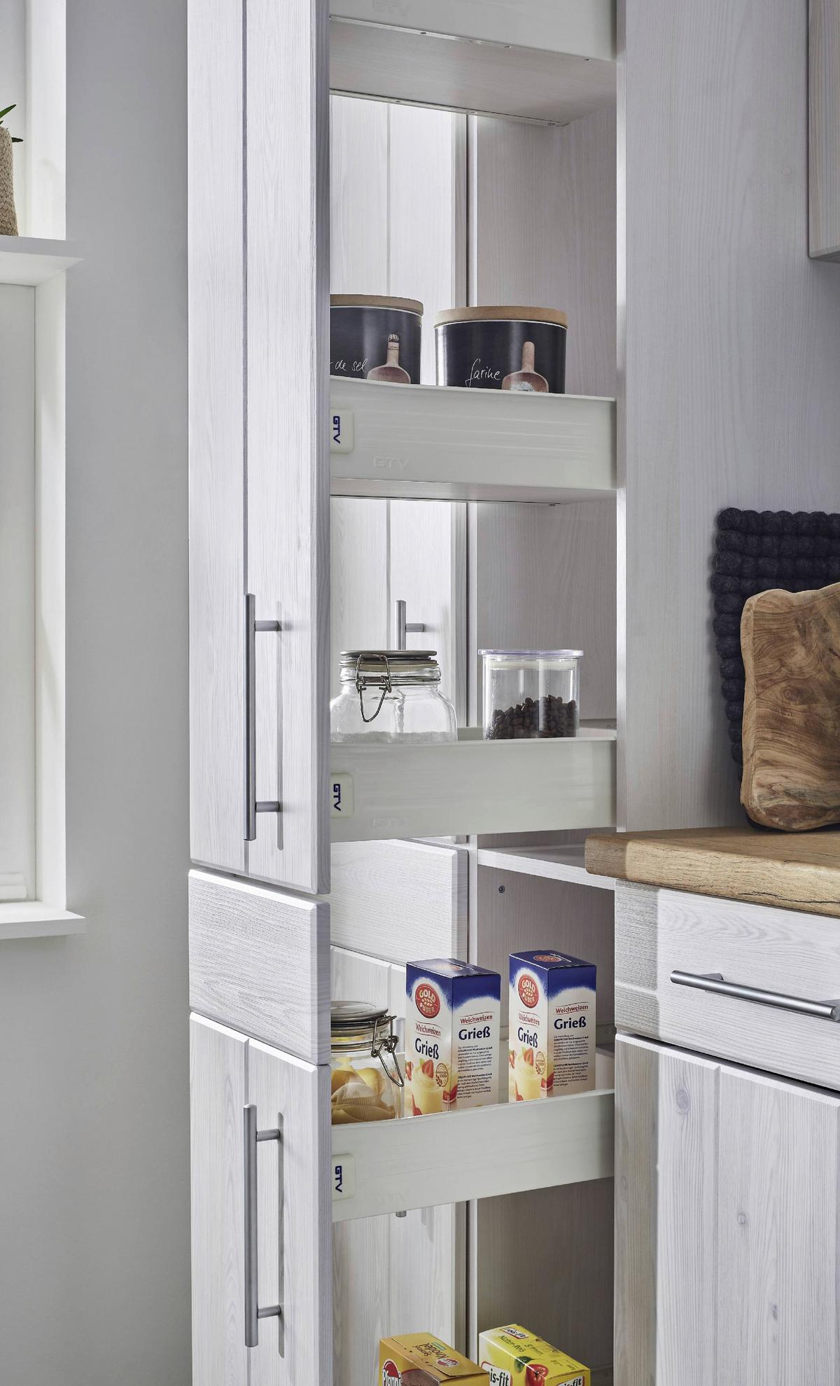 Küchenblock Anton Landhaus ohne Geräte ca. 250 cm Weiß - Edelstahlfarben/Lärchefarben, Basics, Holzwerkstoff/Metall - Respekta