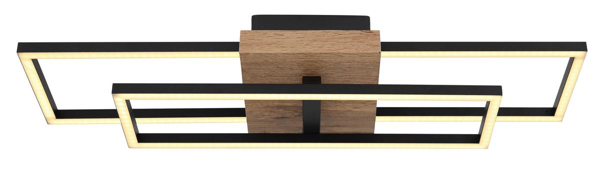 LED-DECKENLEUCHTE 67276-18 KENDRA - Weiss/Dunkelbraun, Design, Holzwerkstoff/Kunststoff (60/15/10cm) - Globo