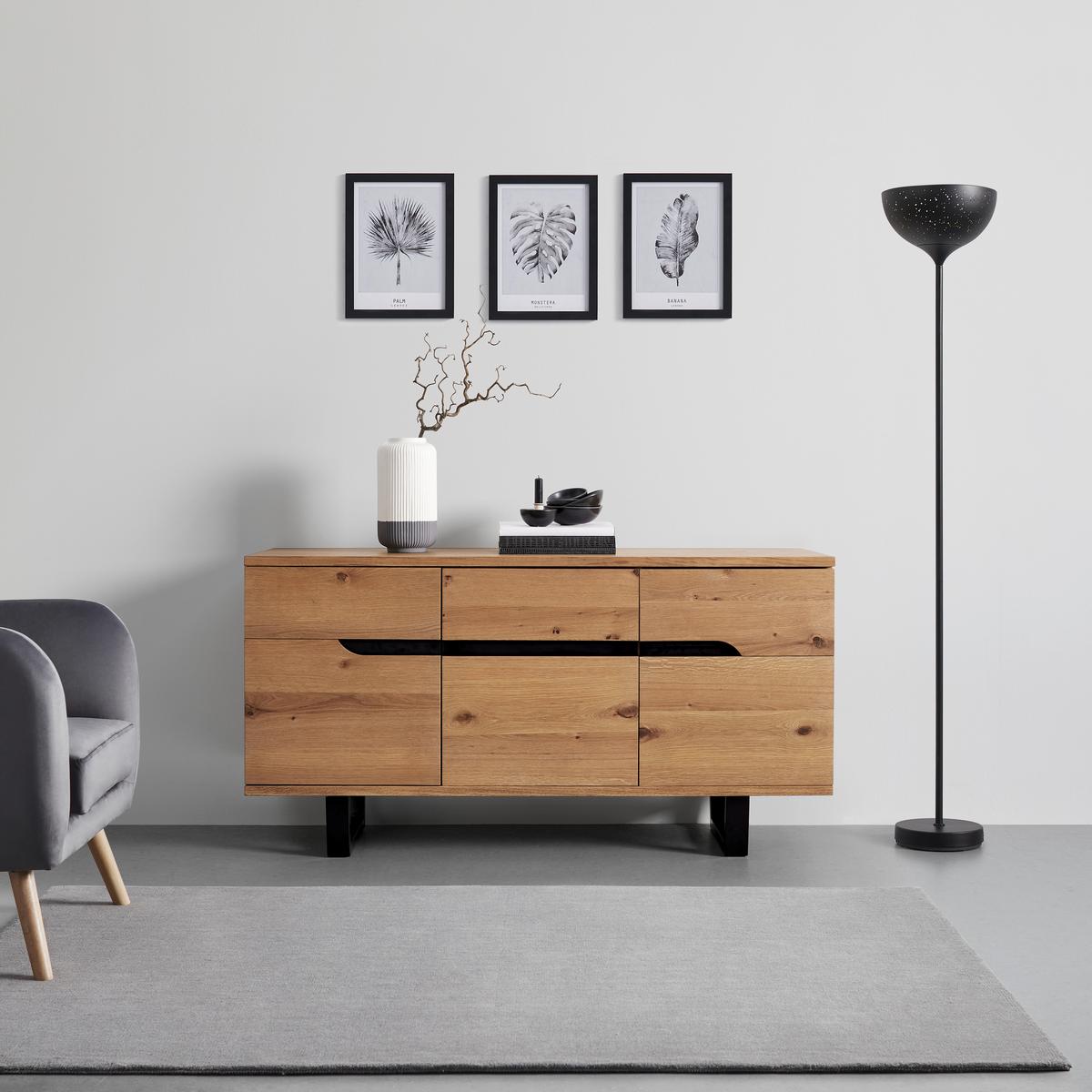 Tálalószekrény Juno - tölgyfa színű, Modern, fa/fém (150/78/47cm) - Bessagi Home