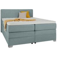 Boxspringbett Plura Türkis ca. 180x200cm - Türkis/Chromfarben, KONVENTIONELL, Holz/Holzwerkstoff (188/112/214cm) - Mömax